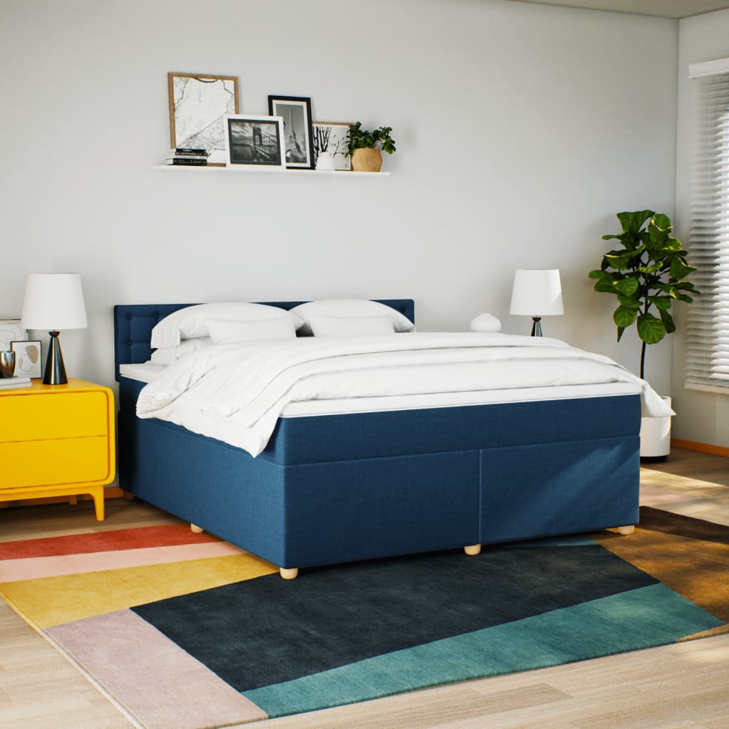 Sommier à lattes de lit avec matelas Bleu 180x200 cm Tissu - XIOS