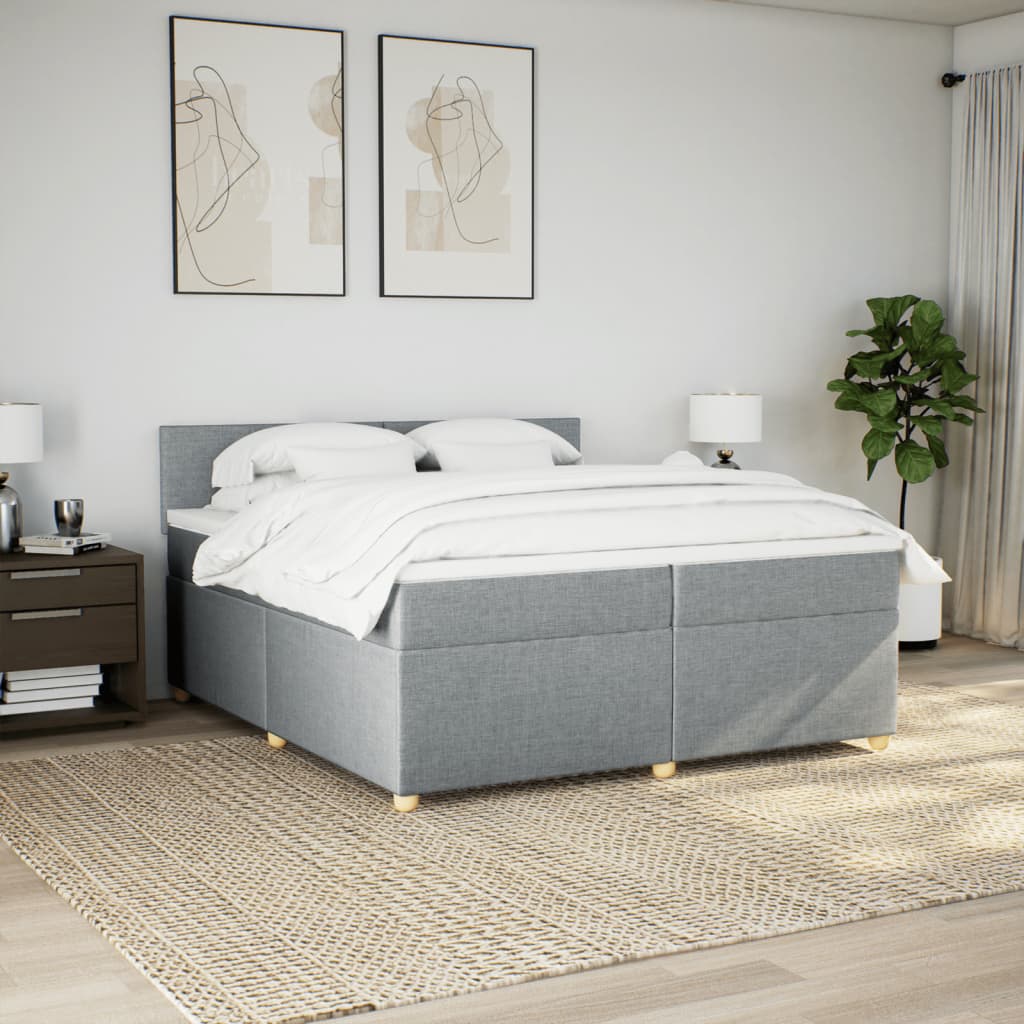 Sommier à lattes de lit avec matelas Gris clair 200x200cm Tissu - XIOS