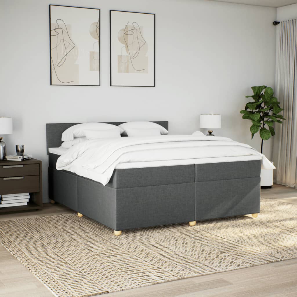 Sommier à lattes de lit avec matelas Gris foncé 200x200cm Tissu - XIOS