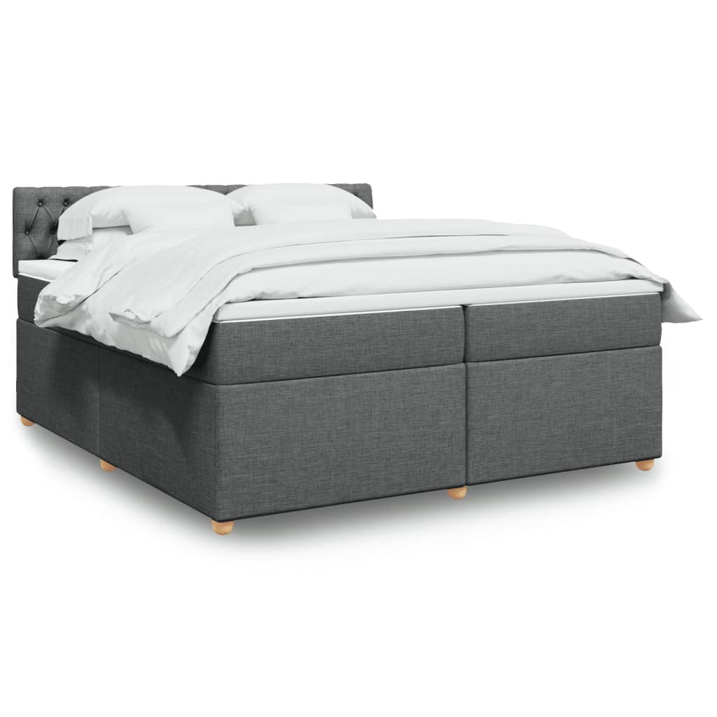 Sommier à lattes de lit avec matelas Gris foncé 200x200cm Tissu - XIOS