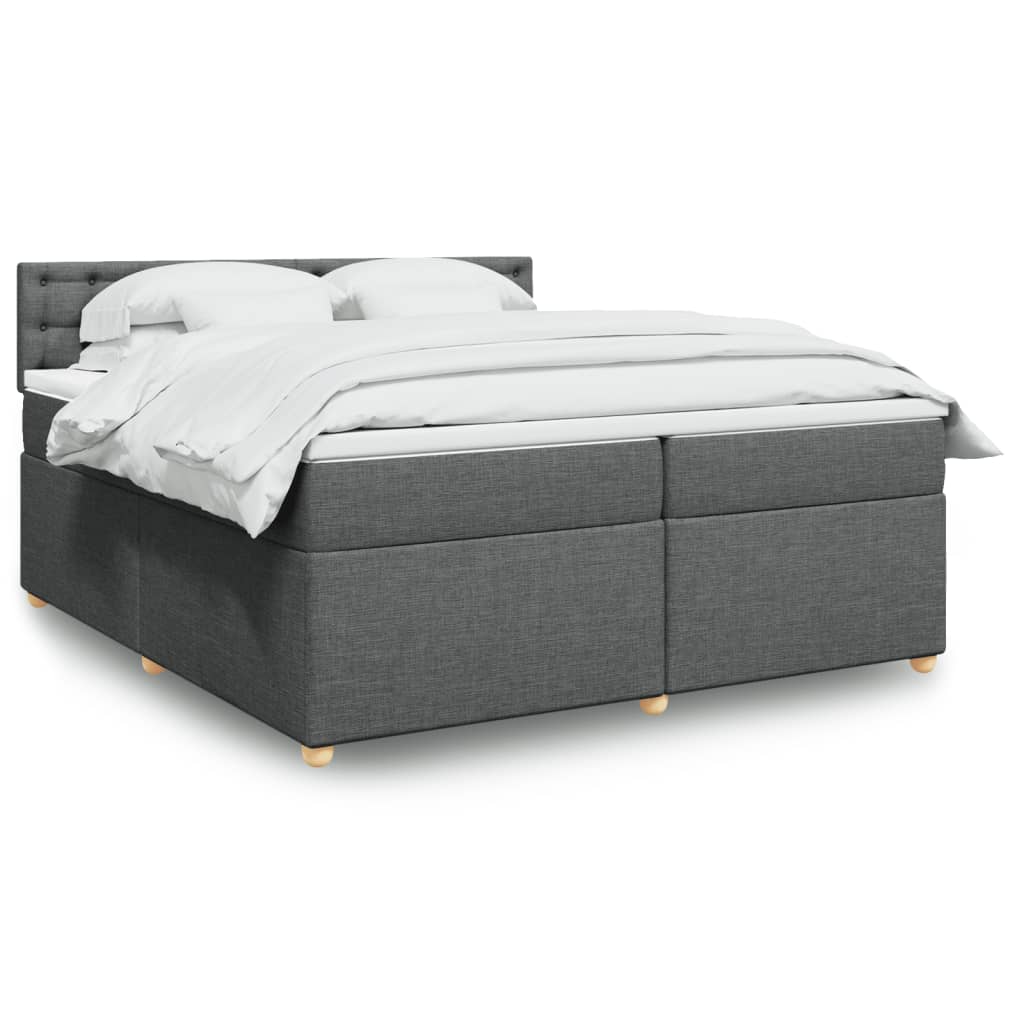 Sommier à lattes de lit avec matelas Gris foncé 200x200cm Tissu - XIOS