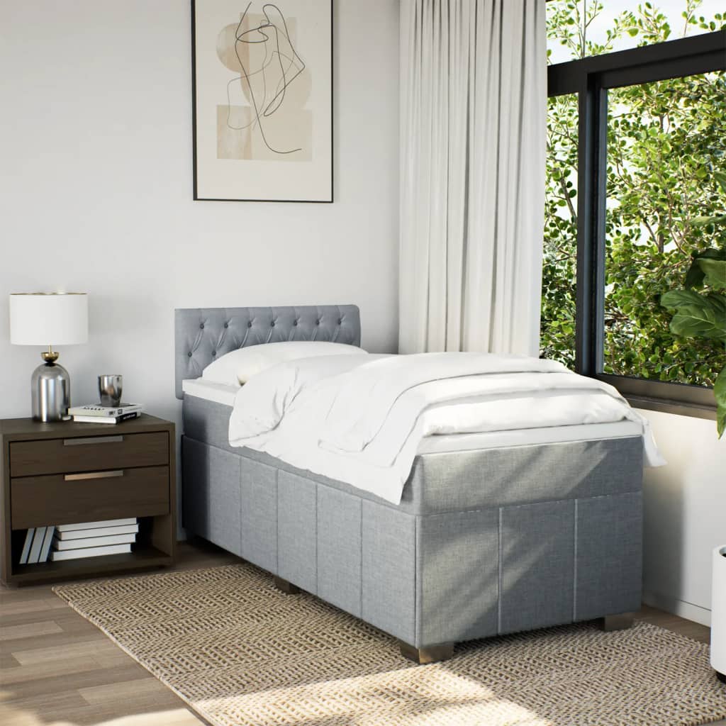 Sommier à lattes de lit avec matelas gris clair 80x200 cm tissu - XIOS