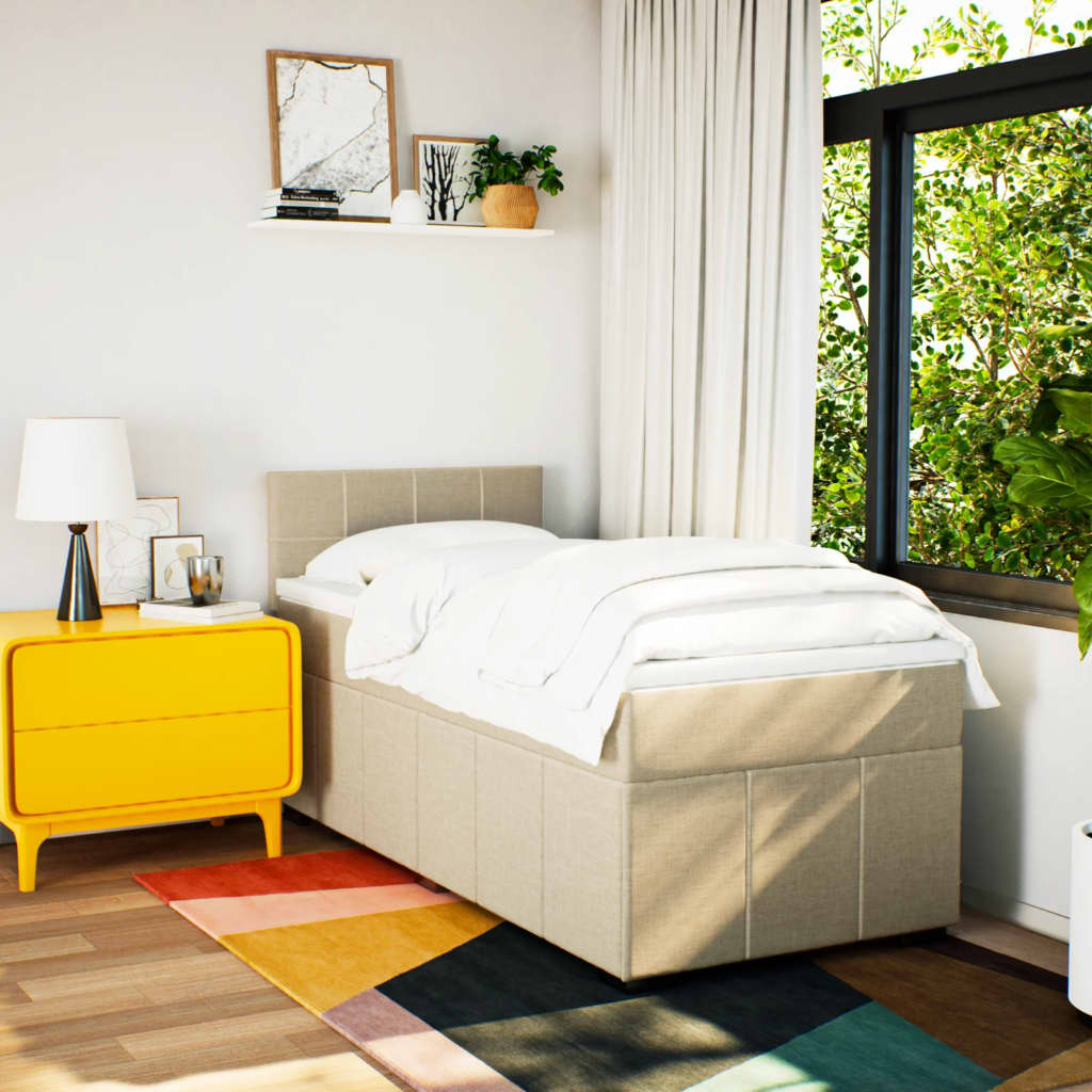 Sommier à lattes de lit et matelas Crème 90x190 cm Tissu - XIOS