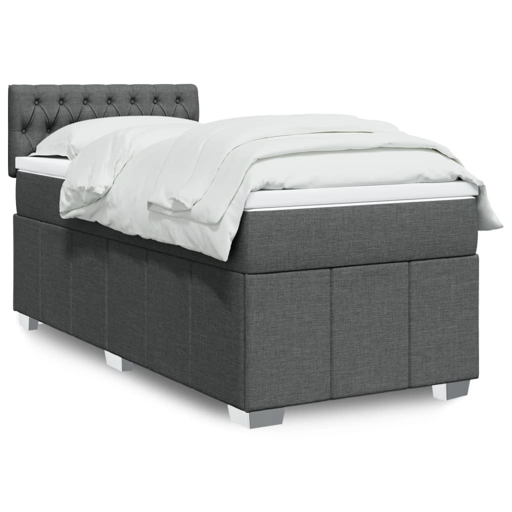Sommier à lattes de lit et matelas Gris foncé 90x190 cm Tissu - XIOS