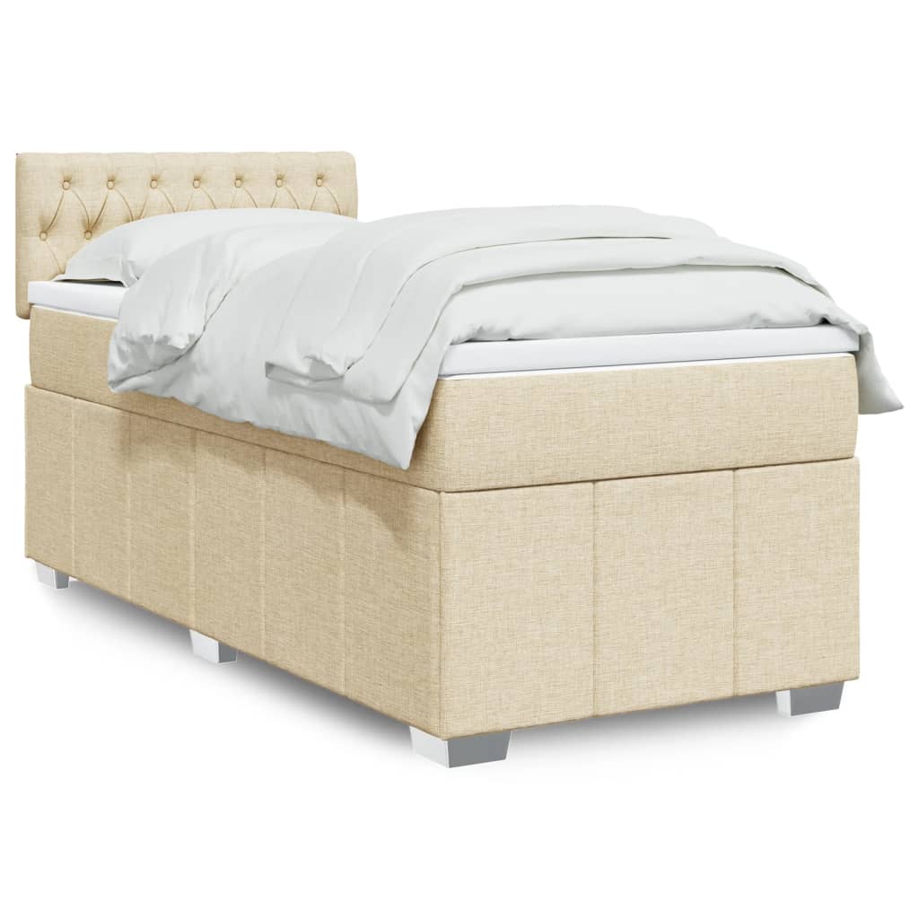 Sommier à lattes de lit et matelas Crème 90x190 cm Tissu - XIOS