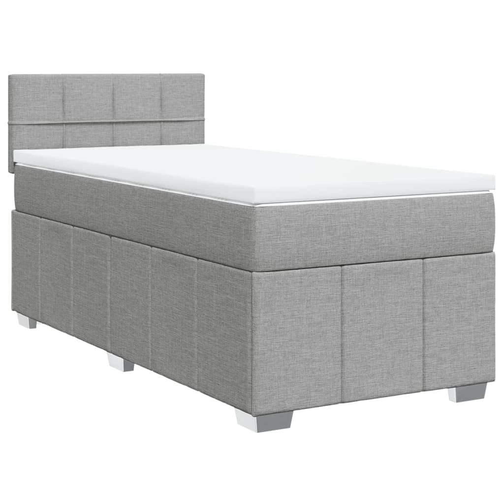 Sommier à lattes de lit avec matelas Gris clair 90x200 cm Tissu