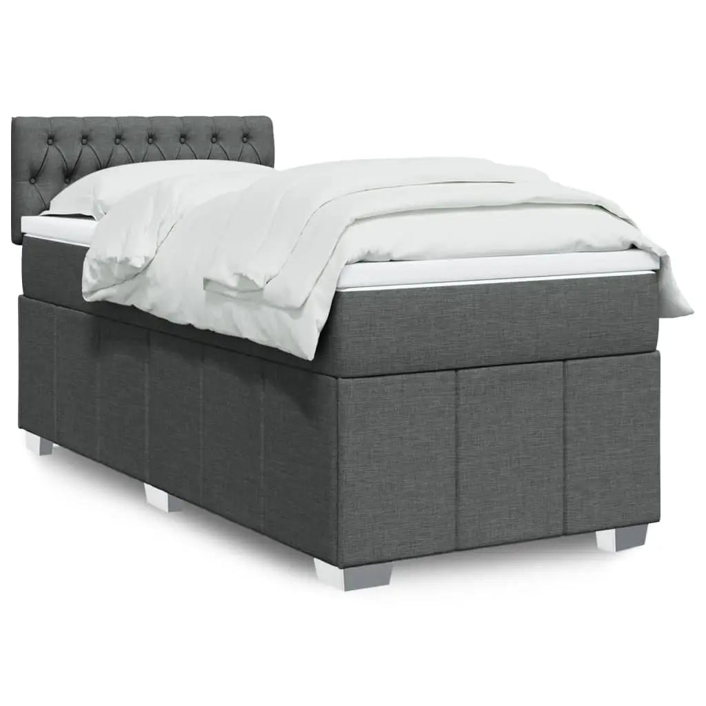 Sommier à lattes de lit avec matelas Gris foncé 90x200 cm Tissu - XIOS
