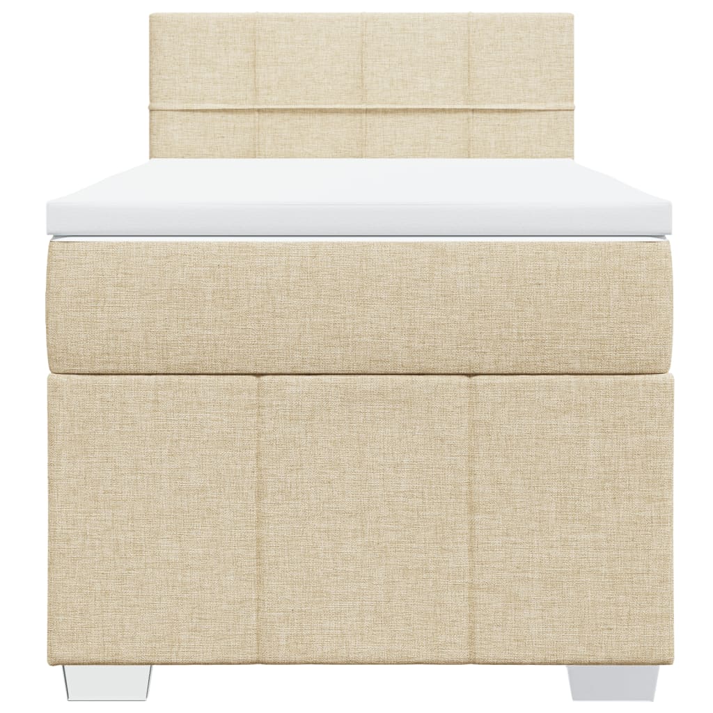Sommier à lattes de lit avec matelas Crème 100x200 cm Tissu Lits & cadres de lit vidaXL   