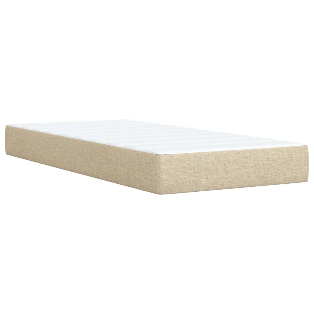 Sommier à lattes de lit avec matelas Crème 100x200 cm Tissu Lits & cadres de lit vidaXL   