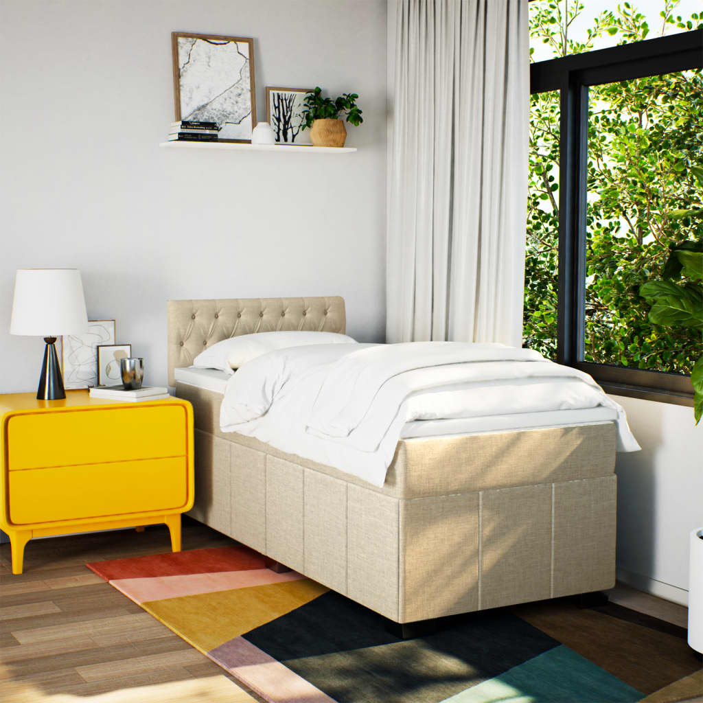 Sommier à lattes de lit avec matelas Crème 100x200 cm Tissu - XIOS