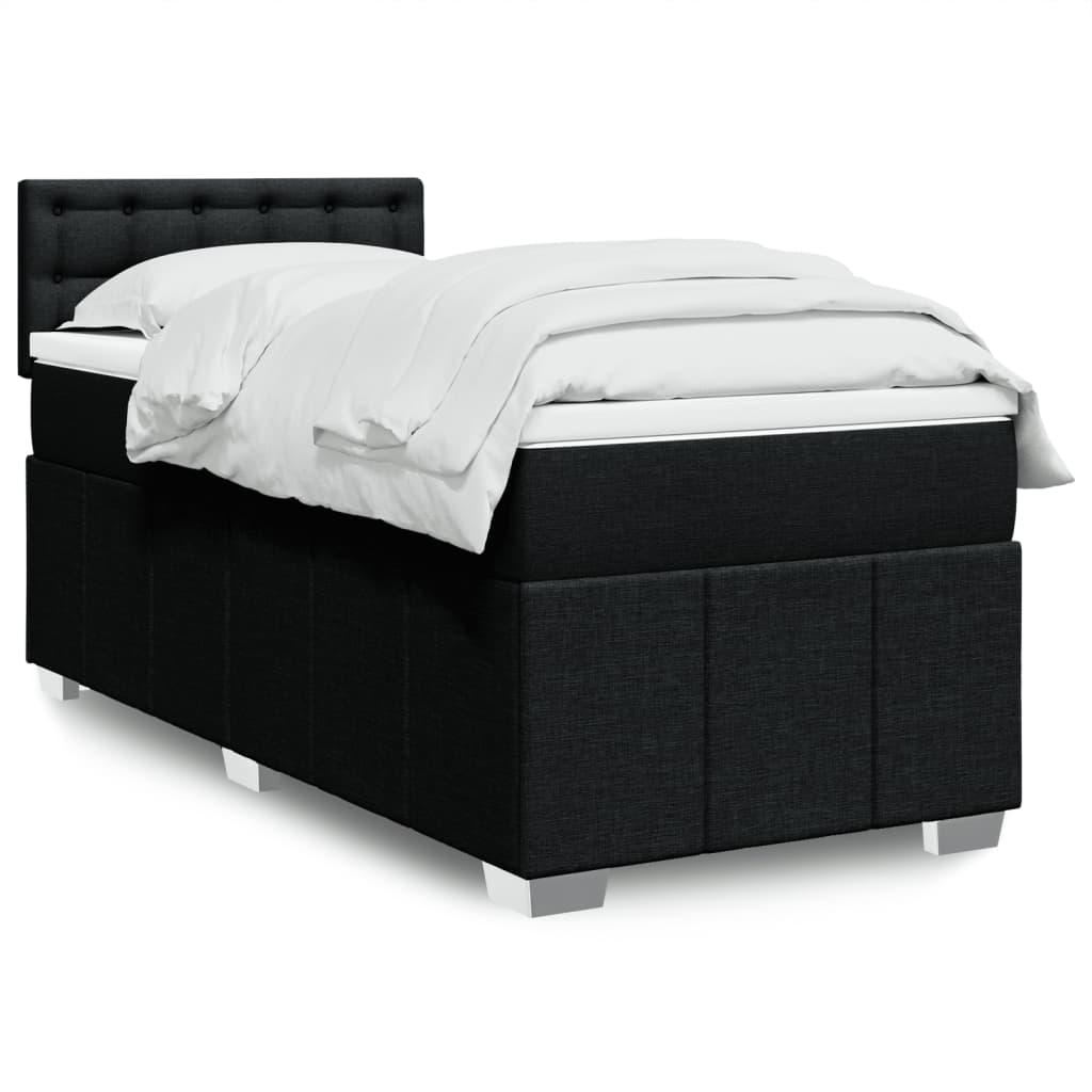 Sommier à lattes de lit avec matelas Noir 100x200 cm Tissu - XIOS