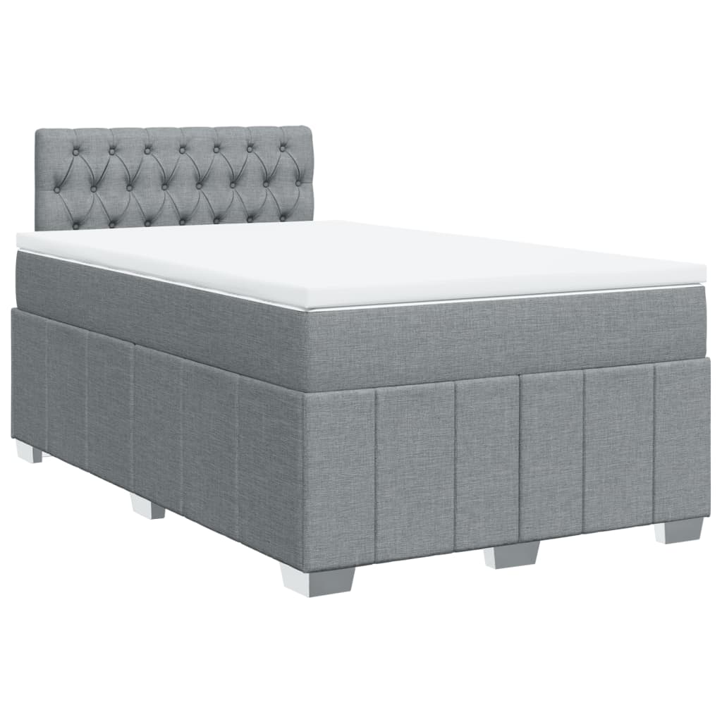 Sommier à lattes de lit et matelas gris clair 120x190 cm tissu - XIOS