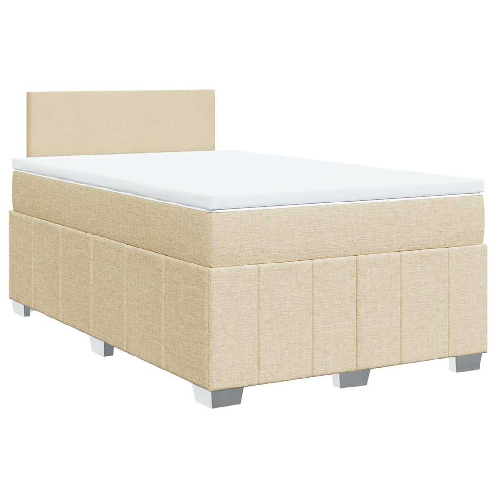 Sommier à lattes de lit avec matelas Crème 120x200 cm Tissu