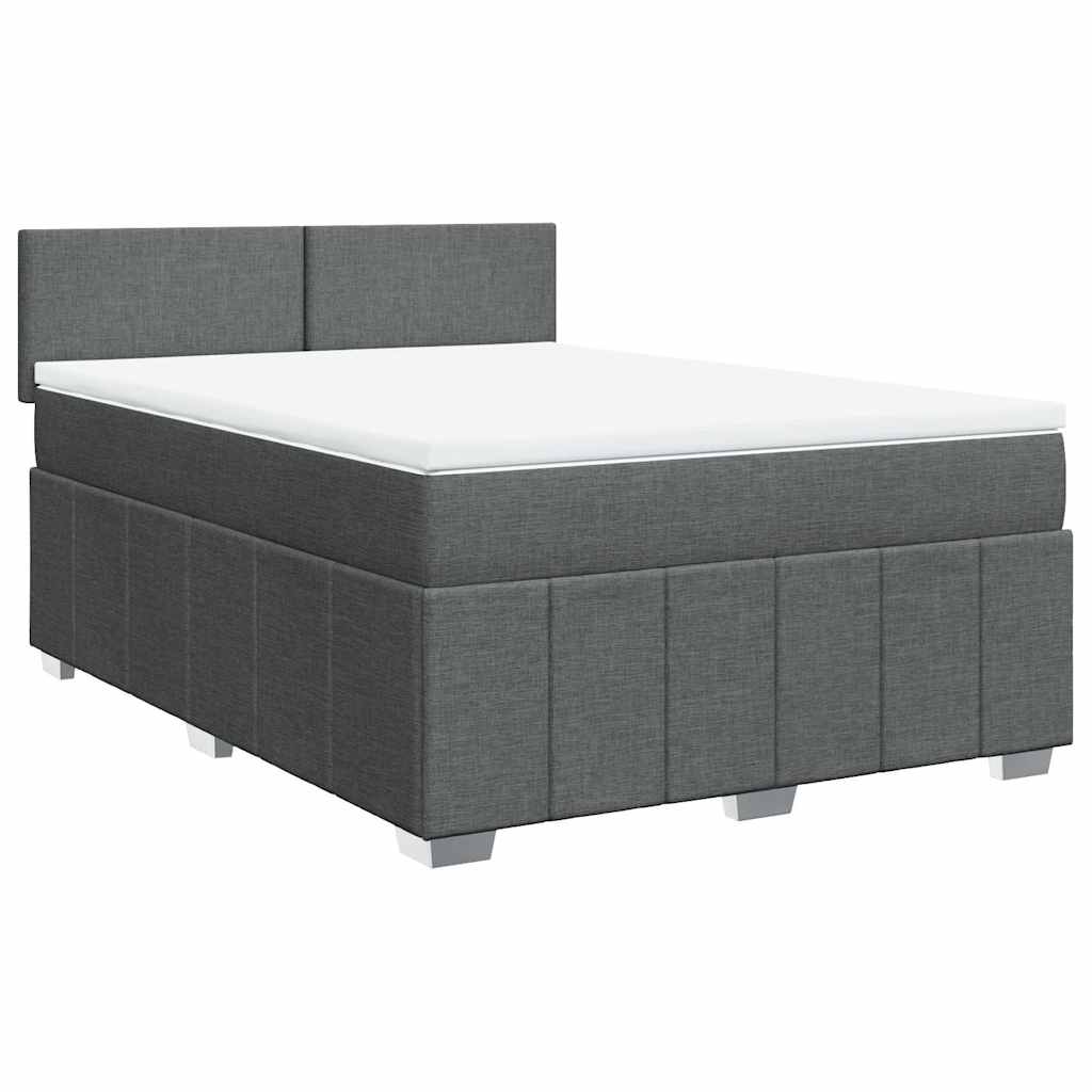 Sommier à lattes de lit avec matelas Gris foncé 140x190cm Tissu - XIOS