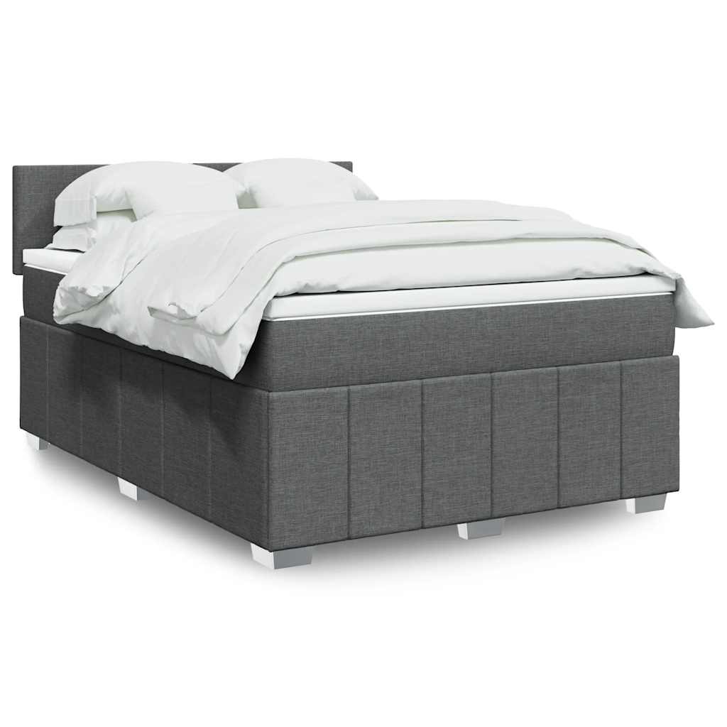 Sommier à lattes de lit avec matelas Gris foncé 140x190cm Tissu - XIOS
