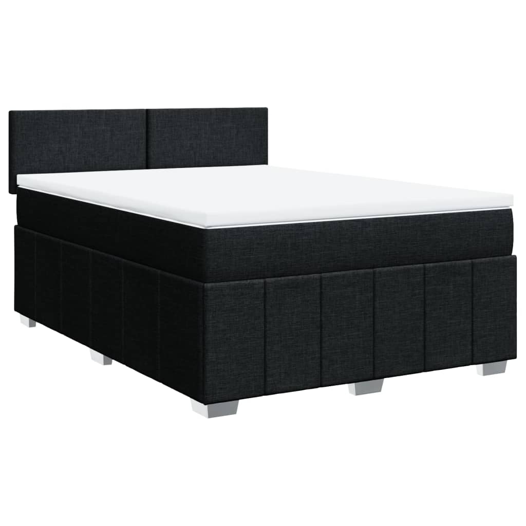 Sommier à lattes de lit avec matelas Noir 140x190 cm Tissu - XIOS