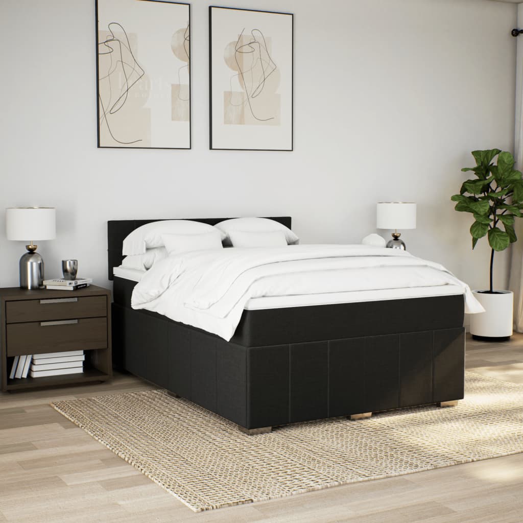 Sommier à lattes de lit avec matelas Noir 140x190 cm Tissu - XIOS