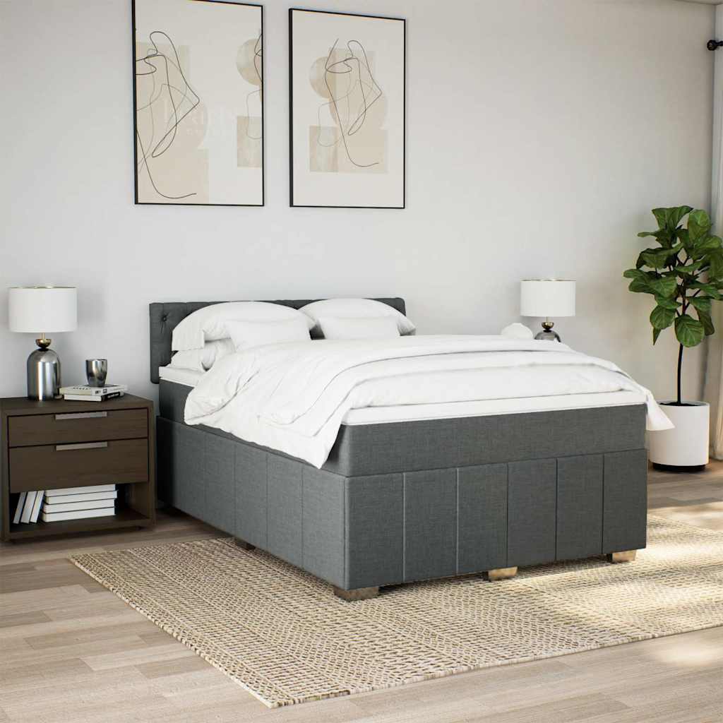 Sommier à lattes de lit avec matelas Gris foncé 140x190cm Tissu - XIOS