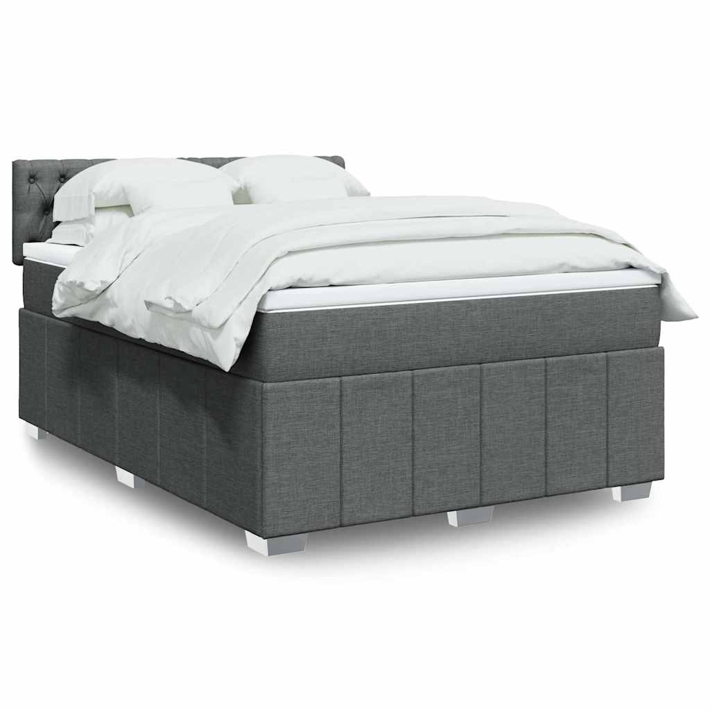Sommier à lattes de lit avec matelas Gris foncé 140x190cm Tissu - XIOS