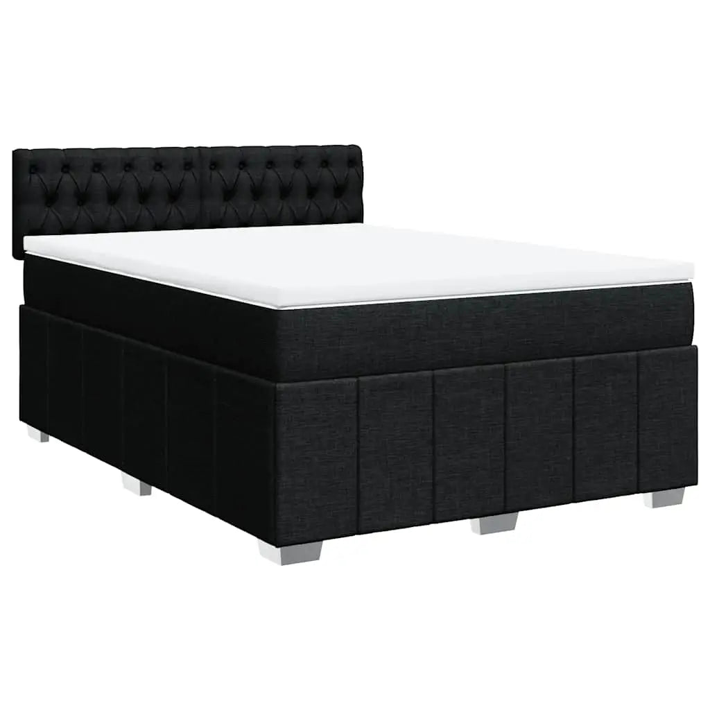 Sommier à lattes de lit avec matelas Noir 140x190 cm Tissu - XIOS