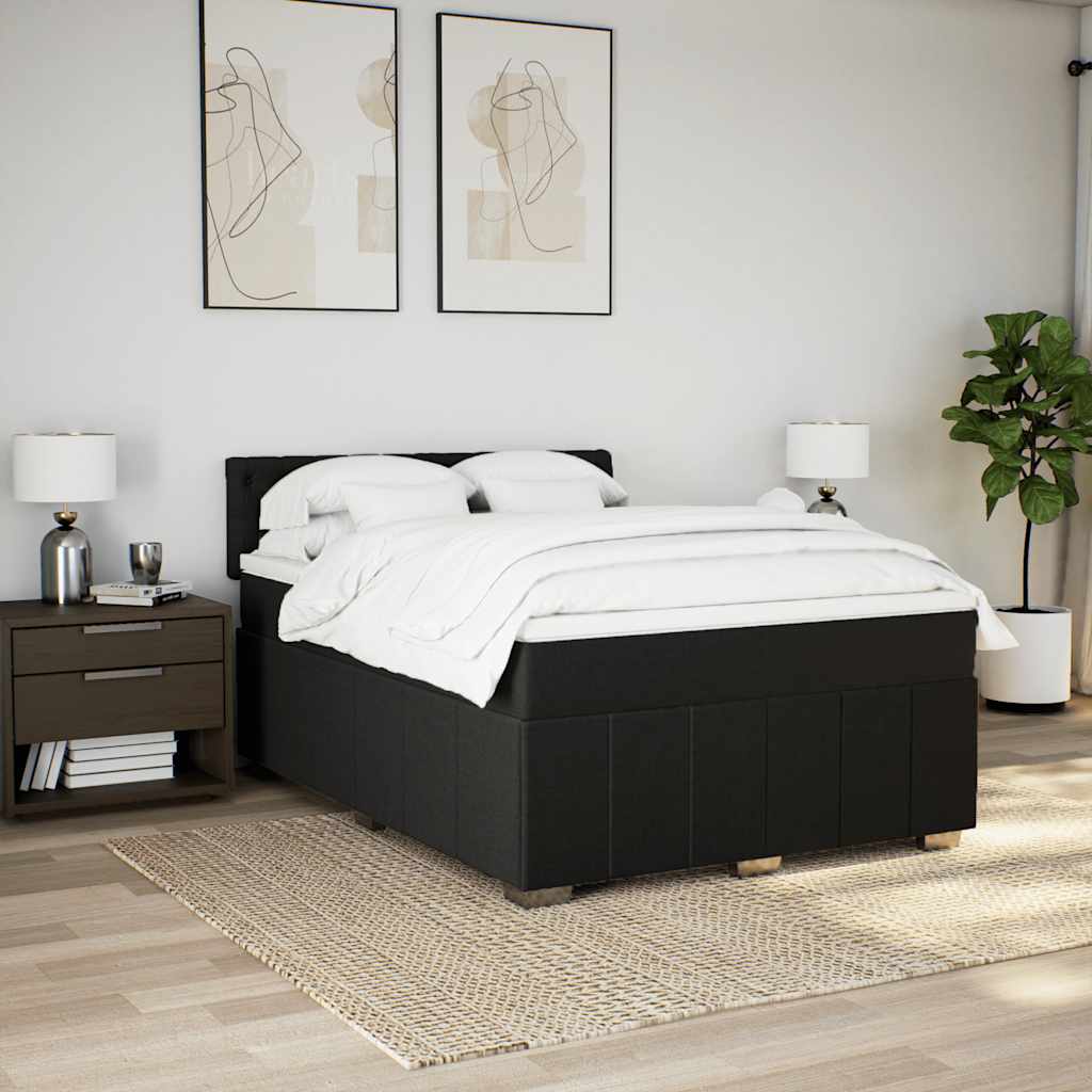 Sommier à lattes de lit avec matelas Noir 140x190 cm Tissu - XIOS