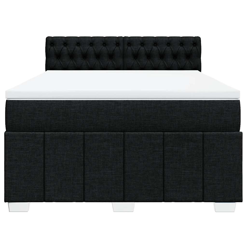 Sommier à lattes de lit avec matelas Noir 140x190 cm Tissu - XIOS