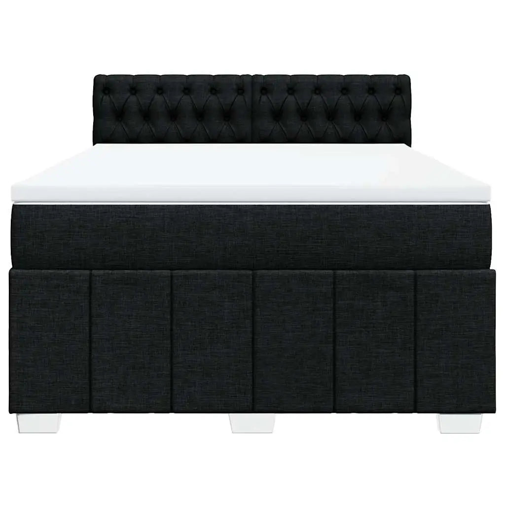 Sommier à lattes de lit avec matelas Noir 140x190 cm Tissu - XIOS