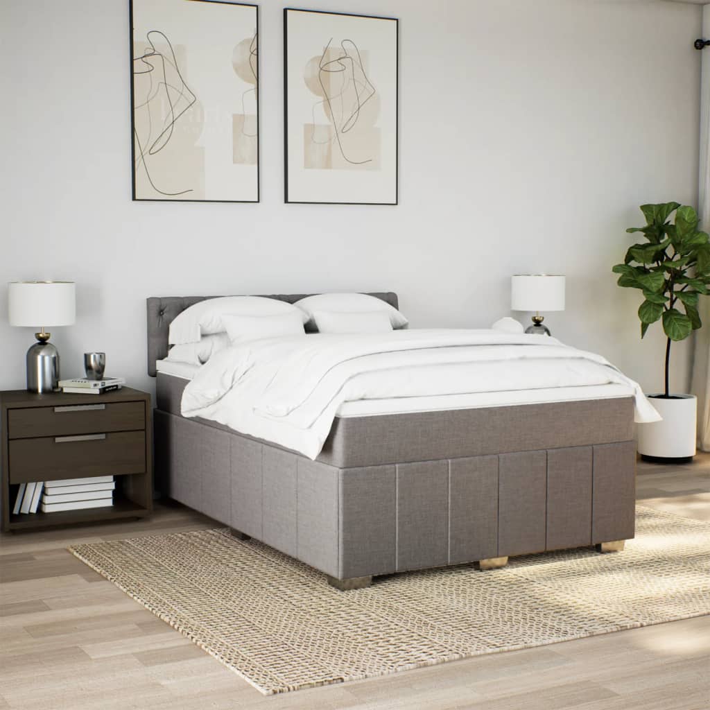 Sommier à lattes de lit avec matelas Taupe 140x190 cm Tissu - XIOS