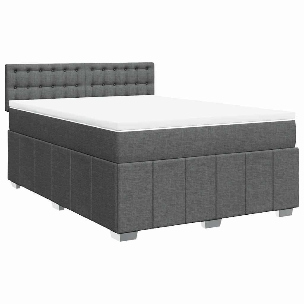 Sommier à lattes de lit avec matelas Gris foncé 140x190cm Tissu - XIOS