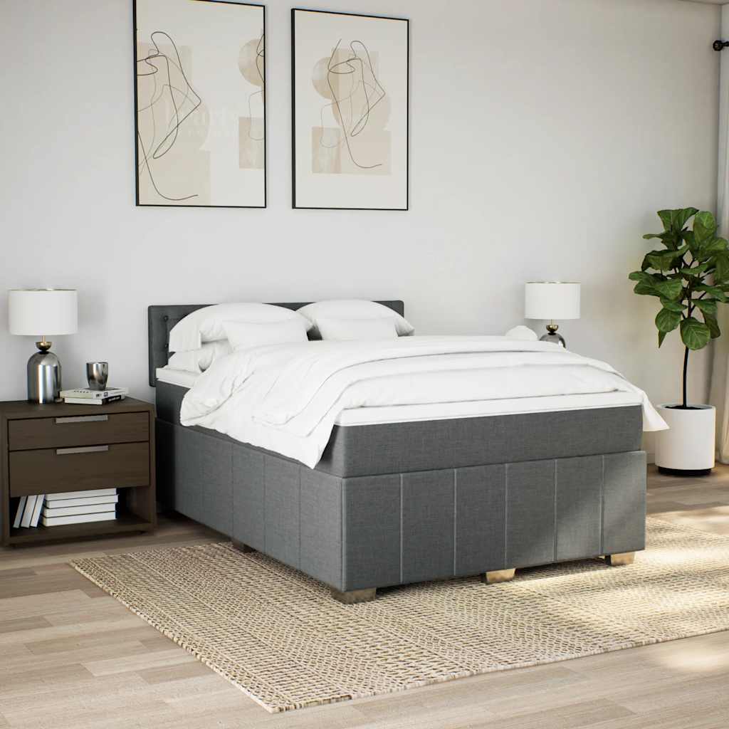 Sommier à lattes de lit avec matelas Gris foncé 140x190cm Tissu - XIOS