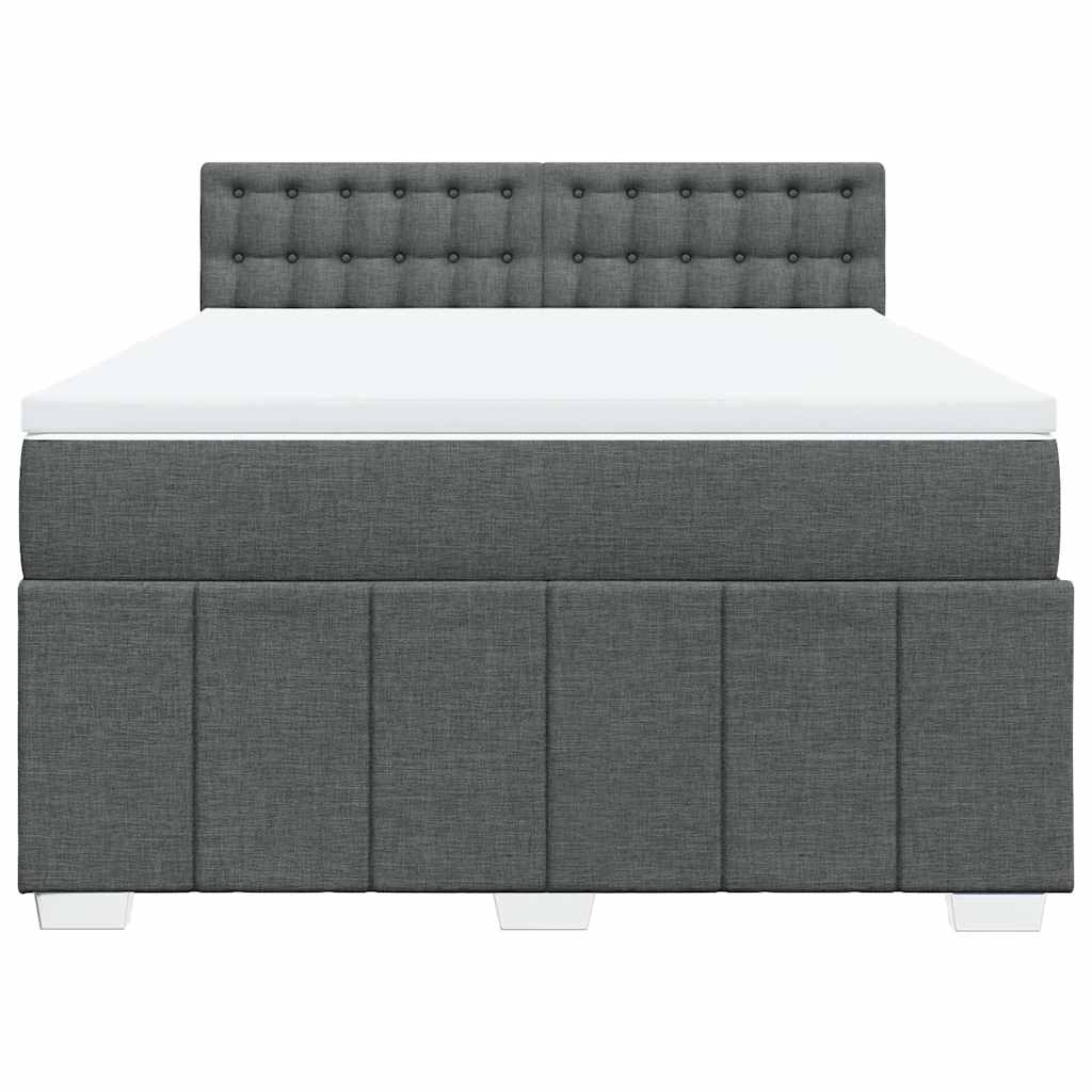 Sommier à lattes de lit avec matelas Gris foncé 140x190cm Tissu - XIOS