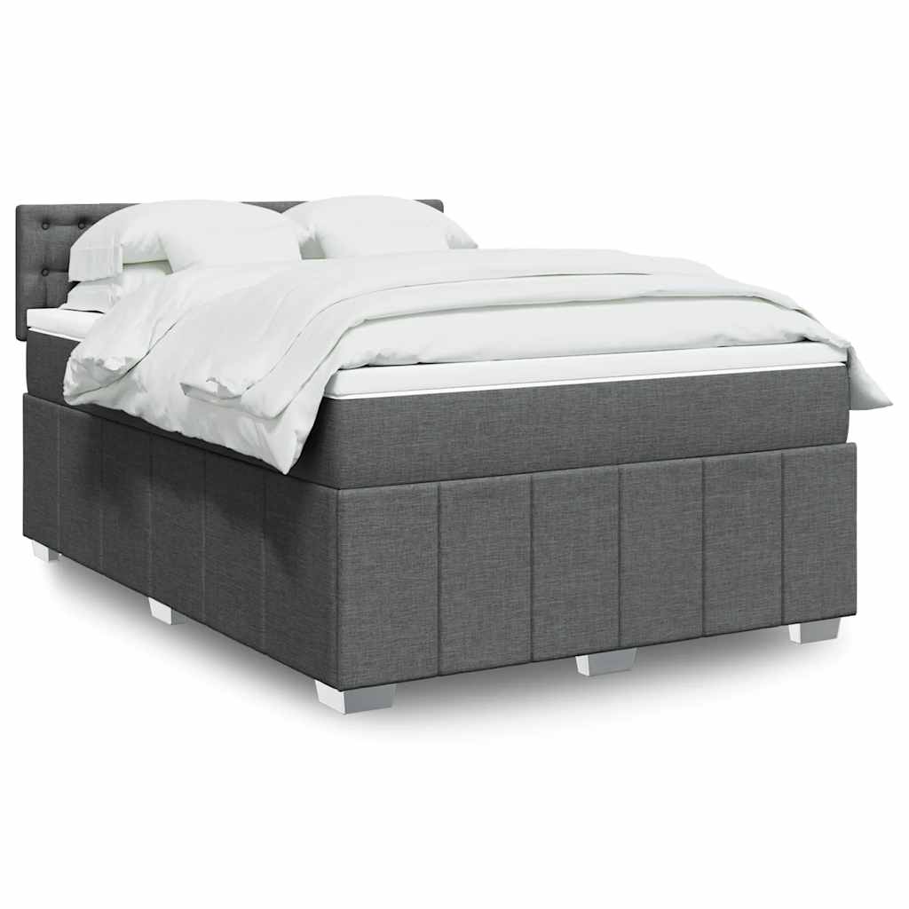 Sommier à lattes de lit avec matelas Gris foncé 140x190cm Tissu - XIOS