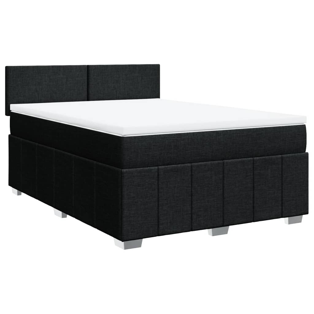 Sommier à lattes de lit avec matelas Noir 140x200 cm Tissu Lits & cadres de lit vidaXL