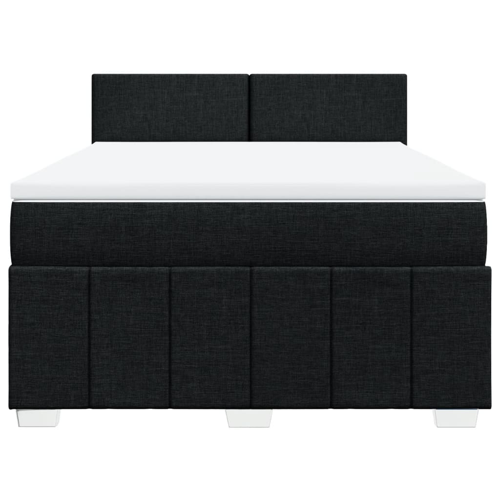 Sommier à lattes de lit avec matelas Noir 140x200 cm Tissu Lits & cadres de lit vidaXL