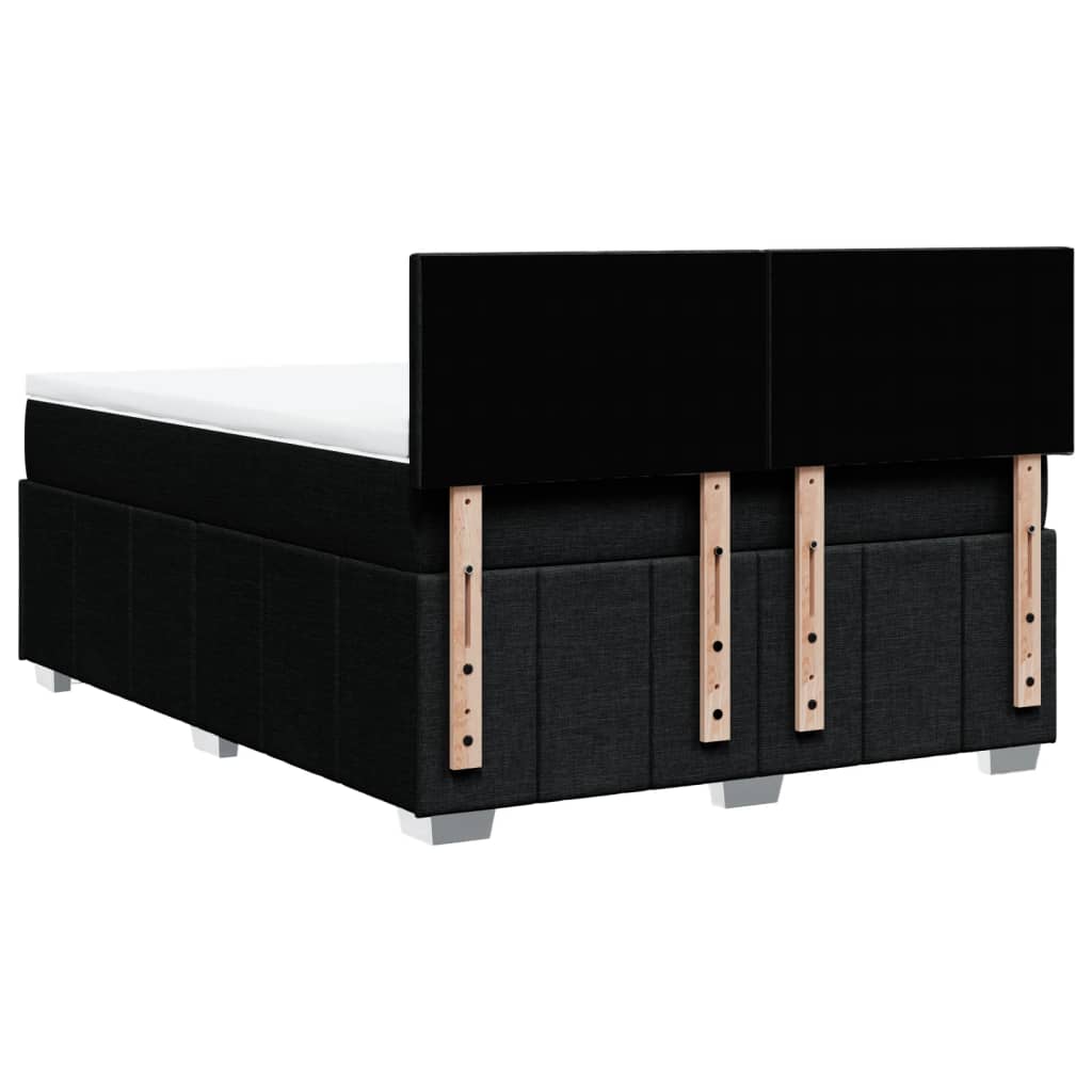Sommier à lattes de lit avec matelas Noir 140x200 cm Tissu Lits & cadres de lit vidaXL