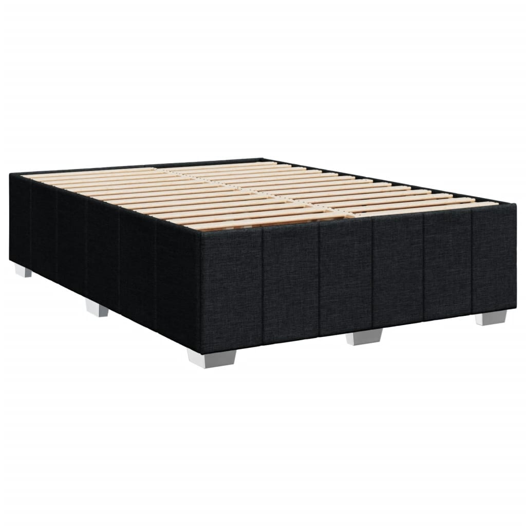 Sommier à lattes de lit avec matelas Noir 140x200 cm Tissu Lits & cadres de lit vidaXL