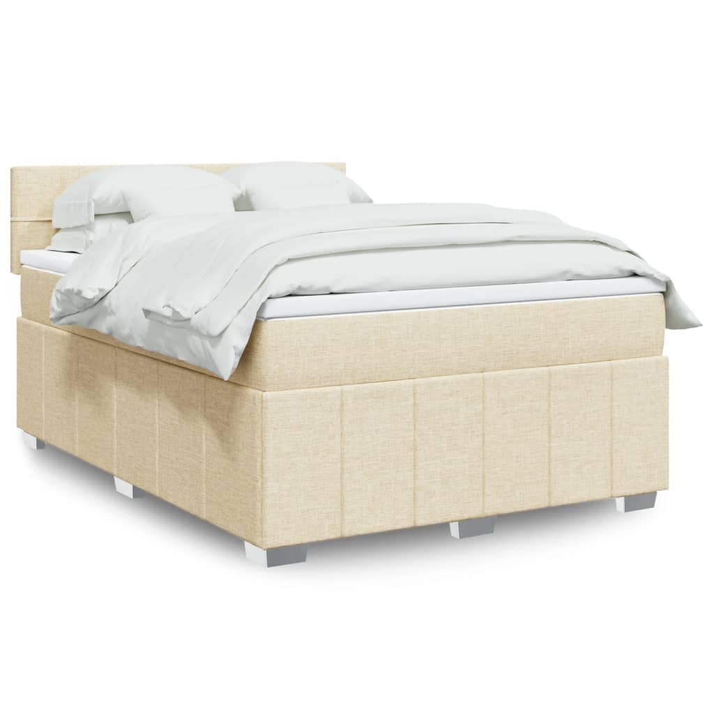 Sommier à lattes de lit avec matelas Crème 140x200 cm Tissu - XIOS