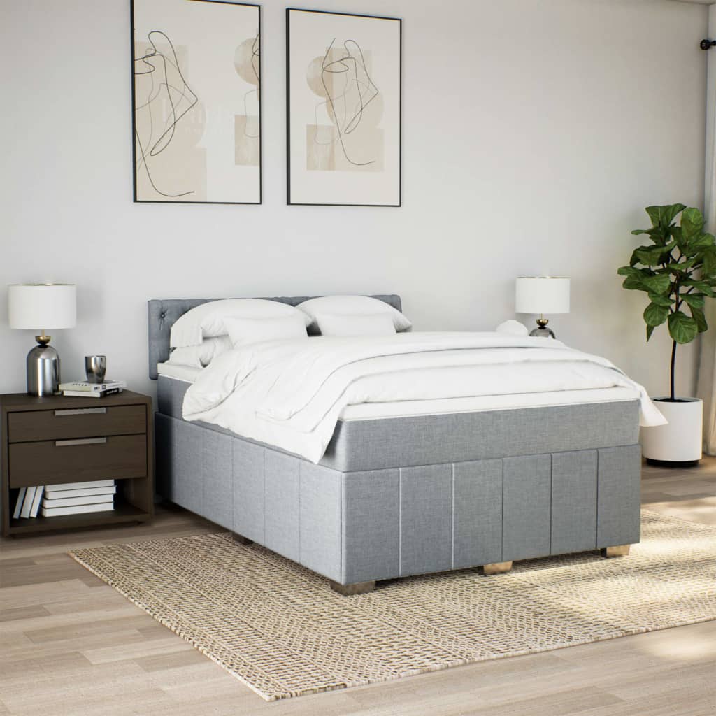 Sommier à lattes de lit avec matelas Gris clair 140x200cm Tissu - XIOS