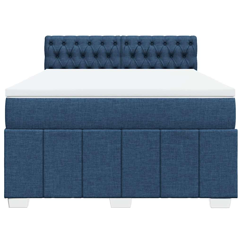 Sommier à lattes de lit avec matelas Bleu 140x200 cm Tissu - XIOS
