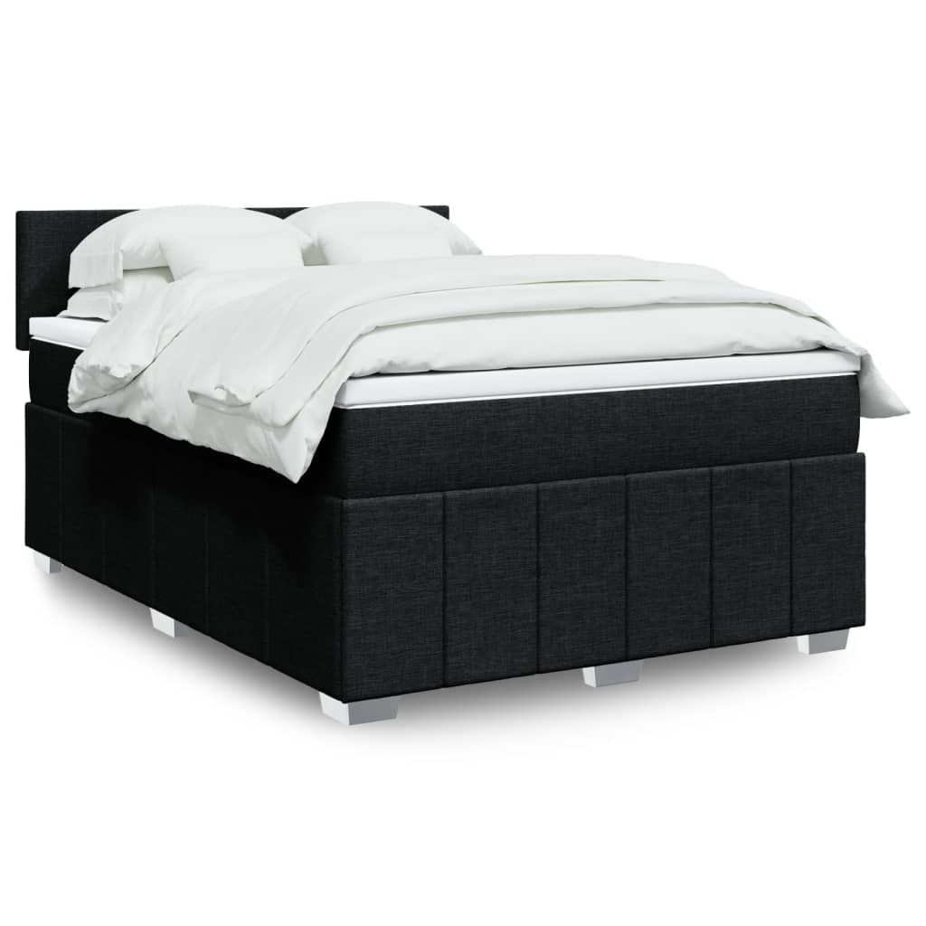 Sommier à lattes de lit avec matelas Noir 160x200 cm Tissu