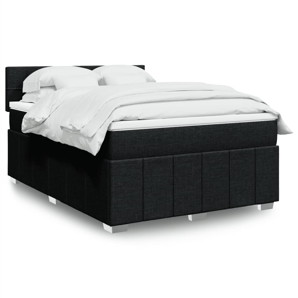 Sommier à lattes de lit avec matelas Noir 160x200 cm Tissu