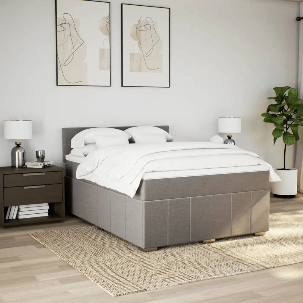 Sommier à lattes de lit avec matelas Taupe 160x200 cm Tissu - XIOS