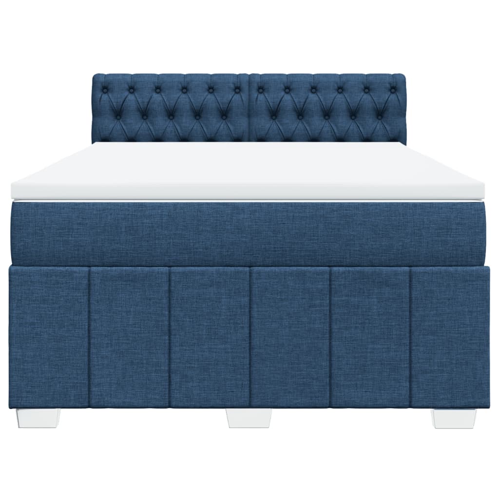 Sommier à lattes de lit avec matelas Bleu 160x200 cm Tissu
