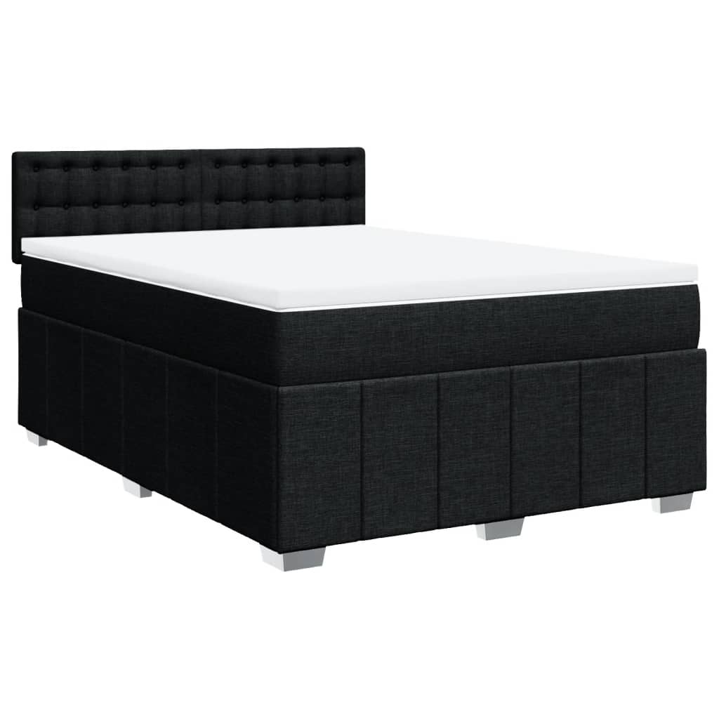 Sommier à lattes de lit avec matelas Noir 160x200 cm Tissu - XIOS