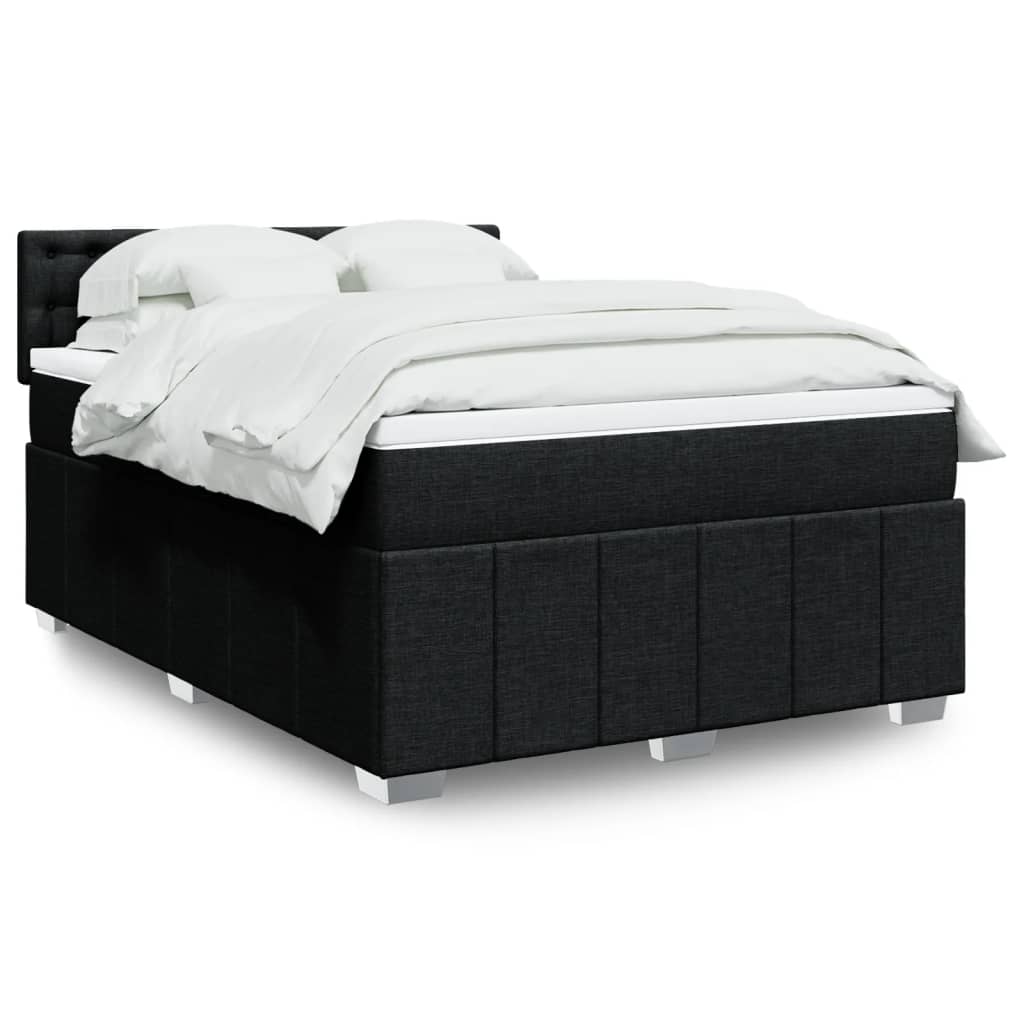 Sommier à lattes de lit avec matelas Noir 160x200 cm Tissu - XIOS