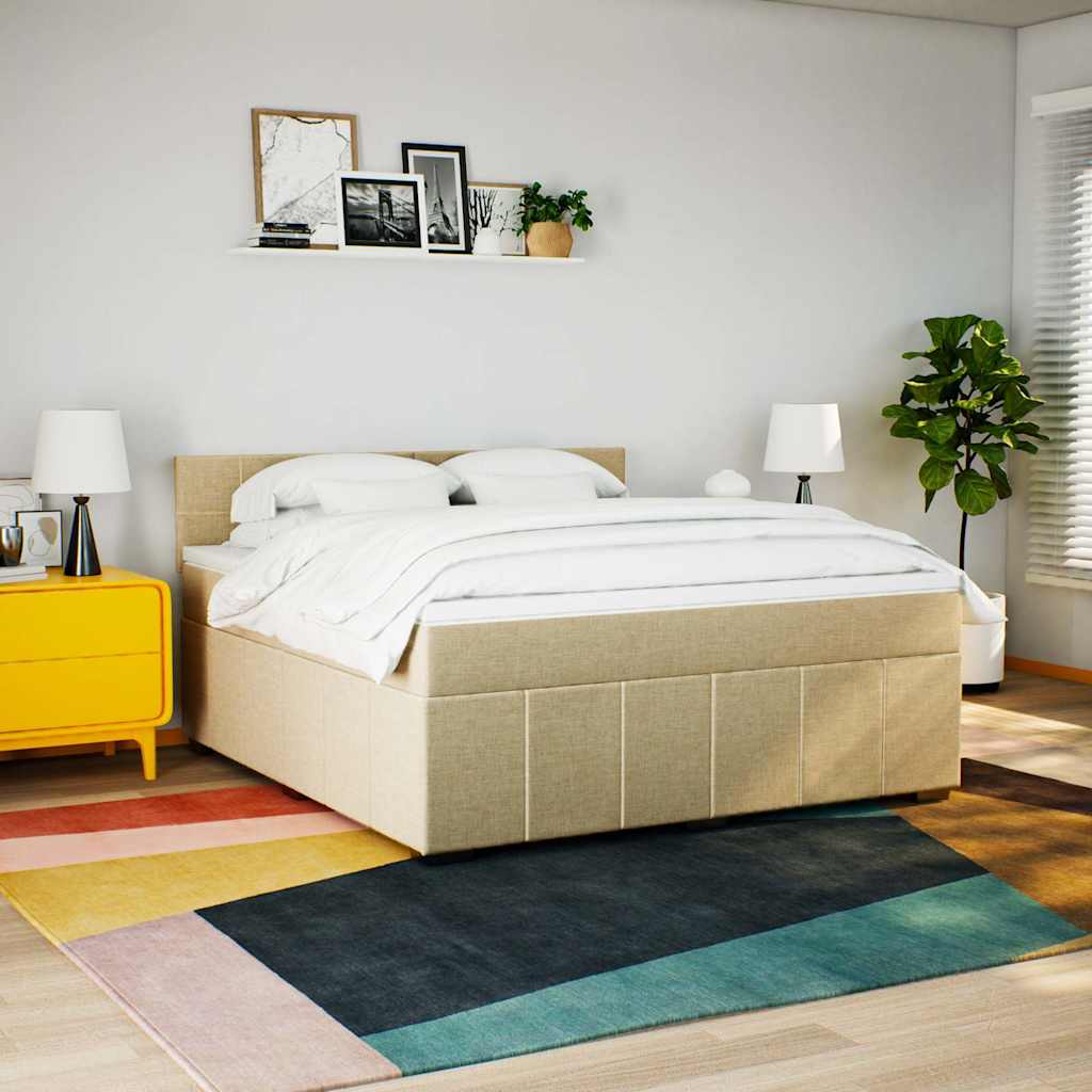 Sommier à lattes de lit avec matelas Crème 180x200 cm Tissu - XIOS