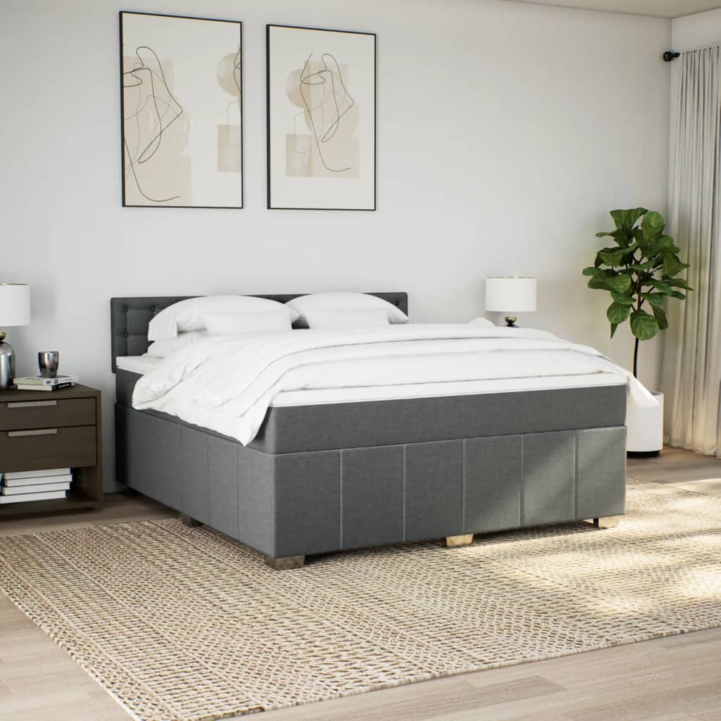 Sommier à lattes de lit avec matelas Gris foncé 180x200cm Tissu - XIOS