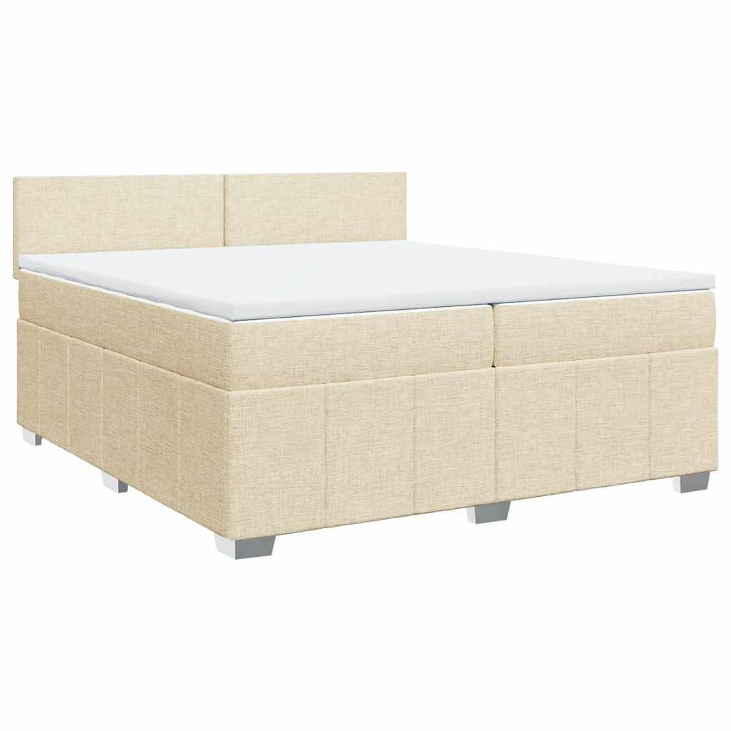 Sommier à lattes de lit avec matelas Crème 200x200 cm Tissu - XIOS