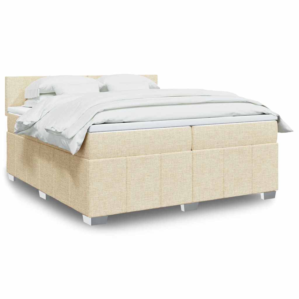 Sommier à lattes de lit avec matelas Crème 200x200 cm Tissu - XIOS