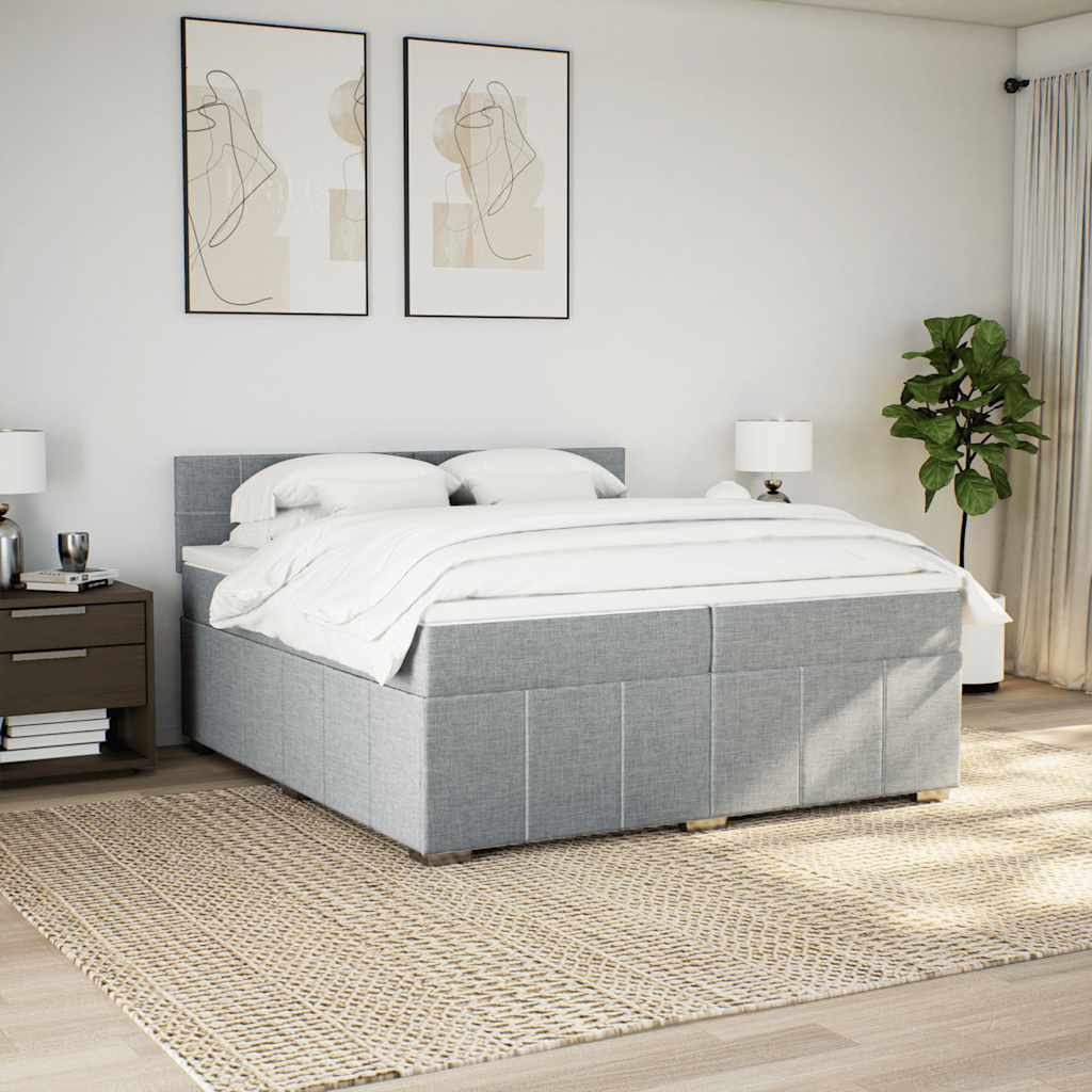 Sommier à lattes de lit avec matelas Gris clair 200x200cm Tissu - XIOS